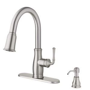 lot 120 image: Glacier Bay Kagan Stainless Steel 15 in. H Pull Down Sprayer Kitchen Faucet with 360° Swivel Spout