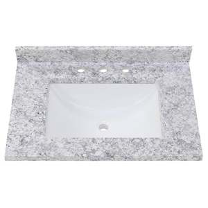 lot 129 image: Home Decorators Collection 31 in. W x 22 in. D Cultured Marble White Rectangular Single Sink Vanity Top in Everest