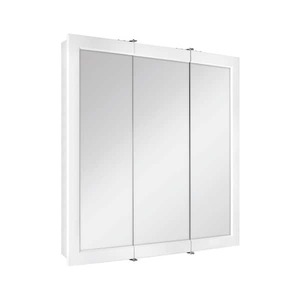 lot 133 image: Glacier Bay 30-316 in. W x 29 in. H Framed Surface-Mount Tri-View Bathroom Medicine Cabinet with Mirror, White