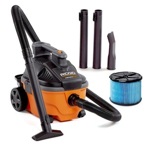 RIDGID 4 Gallon 5.0 Peak HP Portable Shop Vacuum Wet Dry Vac with Fine Dust Filter, Locking Hose and Accessory Attachments