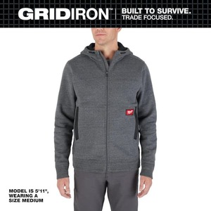 lot 177 image: Milwaukee Mens Large Gray GRIDIRON Full-Zip Hoodie