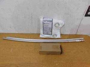 lot 136 image: Zenna Home 72 in. Rustproof High-Grade Stainless Steel Dual Mount Curved Shower Curtain Rod in Brushed Nickel WITH CURTAIN