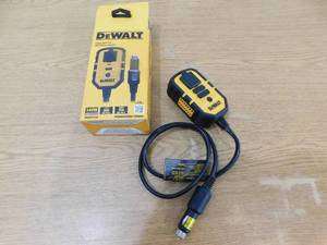 lot 192 image: DEWALT 140-Watt Portable Car Power Inverter with Dual USB Ports