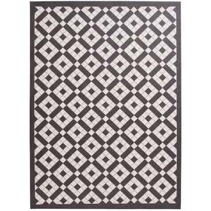 lot 82 image: StyleWell Black and White 5 ft. x 7 ft. Diamond Vinyl Area Rug