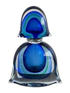 Vintage Mid 20th Century Luigi Onesto Signed Oggetti Murano Italy Sommerso Glass Decanter Perfume Bottle / Luigi Onesto OBall Murano Sommerso / Submerged Glass Perfume Bottle