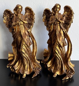 lot 52 image: Pair of Gilded Resin Angel Figurines