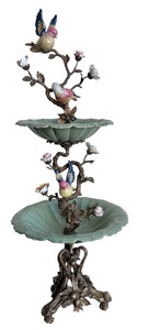 lot 24 image: Mark Roberts Porcelain and Bronze Pedestal Vase or Bowl