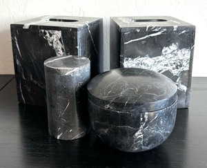 lot 107 image: Washroom Necessities  Stone Tissue Holders and Lidded Jars