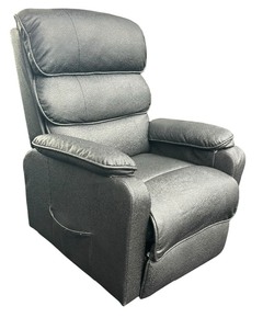 lot 142 image: Sleek Black Faux Leather Reclining Lift Chair
