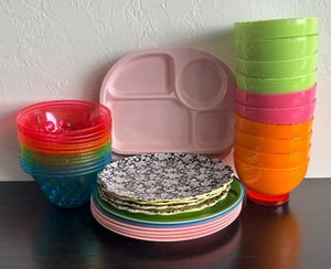 lot 147 image: Variety of Vibrant Plastic Plates and Bowls