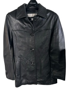 lot 144 image: Andrew Mark Leather Button Front Jacket  Marc New York Andrew Marc Mens XS Leather Jacket Button Front Black