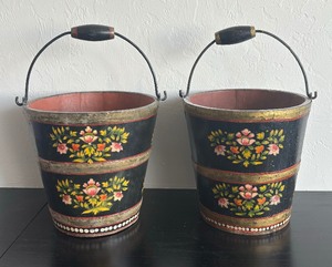 lot 187 image: Two Pretty Painted Buckets from India