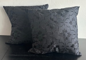 lot 189 image: Two Black Embroidered Accent Pillows