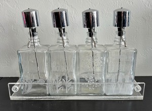 lot 204 image: Gin, Vodka, Scotch and Bourbon Etched Glass Decanter Set