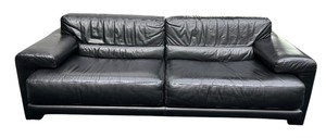 lot 10 image: Vintage Preview Furniture Postmodern Black Leather Sofa  Luxurious Black Leather Sofa by Preview