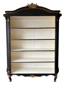 lot 8 image: Large Louis XIV Style Waxed Ebony Cabinet with Gilt Detail