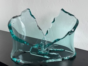 lot 24B image: Gorgeous Two Piece Thick Glass Sculpture