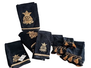 lot 176 image: Black Embroidered Avanti Towels