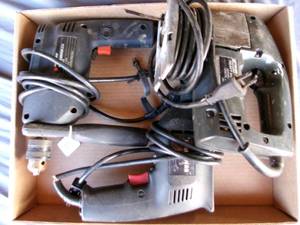 lot 33 image: Box of Electric Drills & Jig Saw