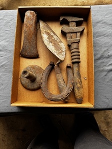 lot 100 image: Box of Vintage PipeEngineers Wrench & Round Skinning Tool
