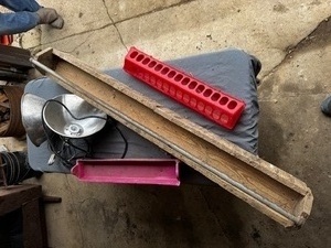 lot 105 image: 3 Chicken Feeders & Heat Lamps