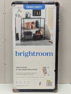 lot 33 image: 3 Tier Wide Wire Shelving - Brightroom - Black