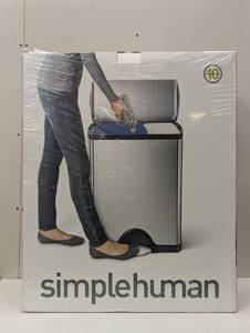 simplehuman 46L Dual Compartment Kitchen Step Trash Can & Recycler Stainless Steel Garbage Can with Fingerprint Proof Finish