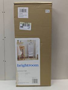 lot 16 image: 8 Drawer Storage Cart - Brightroom Rolling Utility Cart, Powder-Coated Steel & Polypropylene, White