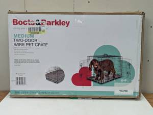 lot 17 image: Wire Collapsible Dog Crate - Black - Boots & Barkley - Medium
