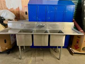 3 Sink Stainless Steel Dishwash Station-Resturant Grade