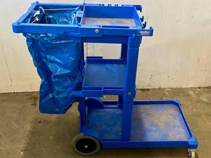 lot 8 image: White Janitorial Cart wHeavy Canvas Bag