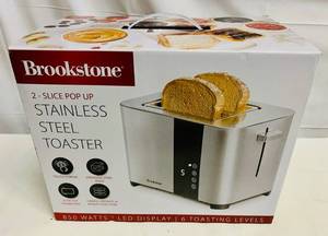 lot 51 image: MM. Brookstone 2 Slice Stainless Steel Toaster