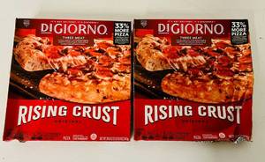 lot 81 image: L. 2x 29.8oz DiGiorno Three Meat Rising Crust Pizzas