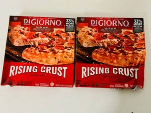 lot 83 image: L. 2x 29.8oz DiGiorno Three Meat Rising Crust Pizzas