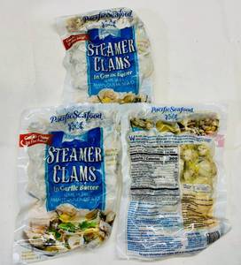 lot 88 image: C. 3x 16oz Steamer Clams in Garlic Butter-Heat & Serve