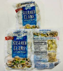 lot 90 image: C. 3x 16oz Steamer Clams in Garlic Butter-Heat & Serve