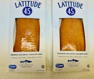 lot 142 image: 2x 8oz Latitude 45 Smoked Atlantic Salmon Loin-Sliced & Ready To Eat