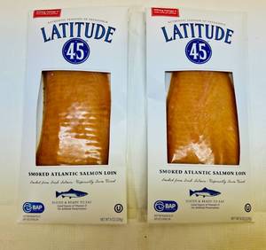 lot 143 image: 2x 8oz Latitude 45 Smoked Atlantic Salmon Loin-Sliced & Ready To Eat