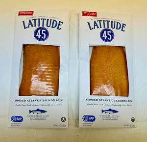 lot 145 image: 2x 8oz Latitude 45 Smoked Atlantic Salmon Loin-Sliced & Ready To Eat