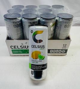 lot 295 image: 12x 12oz Celsius Sparkling LemonLime