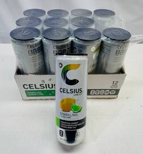 lot 296 image: 12x 12oz Celsius Sparkling LemonLime