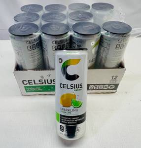 lot 297 image: 12x 12oz Celsius Sparkling LemonLime