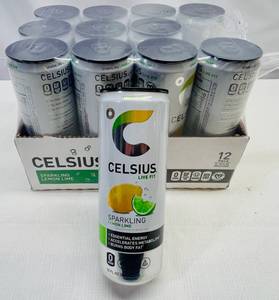 lot 298 image: 12x 12oz Celsius Sparkling LemonLime