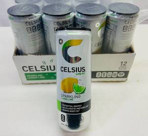 lot 299 image: 12x 12oz Celsius Sparkling LemonLime