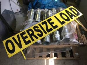 lot 103 image: 60 x 12 OVERSIZE LOAD 2 Sided Metal Sign on Frame