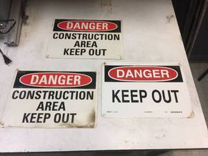lot 192 image: 3 Aluminum DANGER Signs - 14 x 10