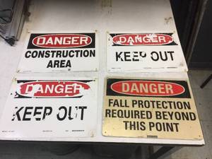 lot 194 image: 4 Aluminum DANGER Signs - 14 x 10
