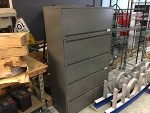 lot 274 image: 5 Drawer Lateral File Cabinet with Pull-Out Top Drawer