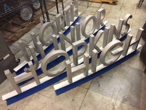 lot 312 image: 4 Pc Curved Aluminum Sign 6-77