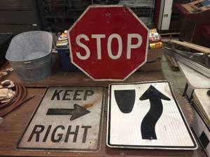 lot 337 image: 3 Larger Vintage Aluminum Signs